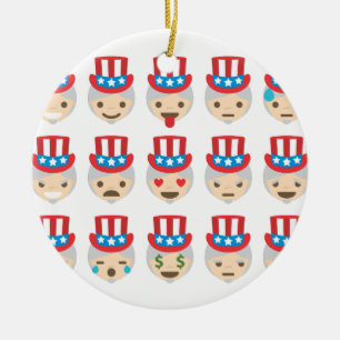 uncle sam emoji ceramic ornament