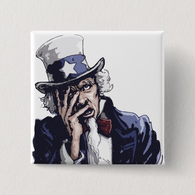Uncle Sam Facepalm 2 Inch Square Button (Front)