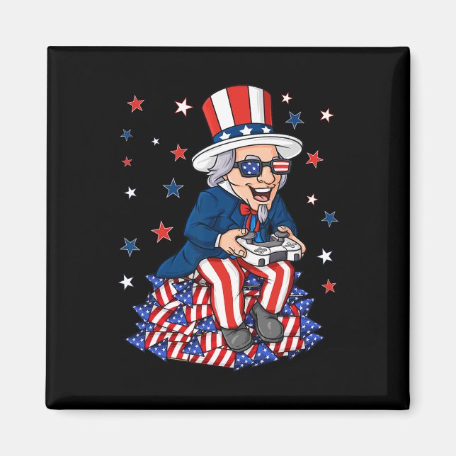 Uncle Sam Game Controller 4th Of July Boys Kids Te Magnet (Front)