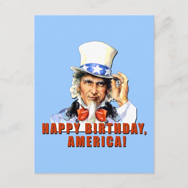 Uncle Sam Happy Birthday America Tshirt Postcard (Front)