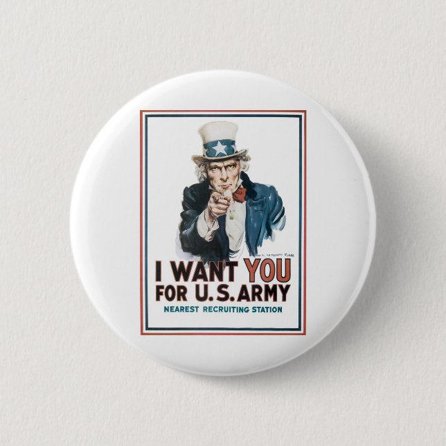 Uncle Sam "I Want YOU!" 2 Inch Round Button (Front)