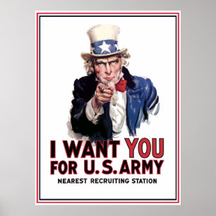 Uncle Sam "I Want You" -- Border Poster