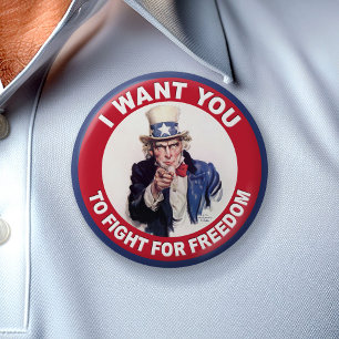Uncle Sam: I want you to fight for freedom! 2 Inch Round Button