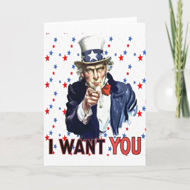 Uncle Sam I Want You With Stars and Stripes Backgr Card (Front)