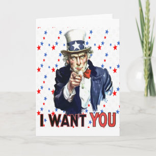 Uncle Sam I Want You With Stars and Stripes Backgr Card