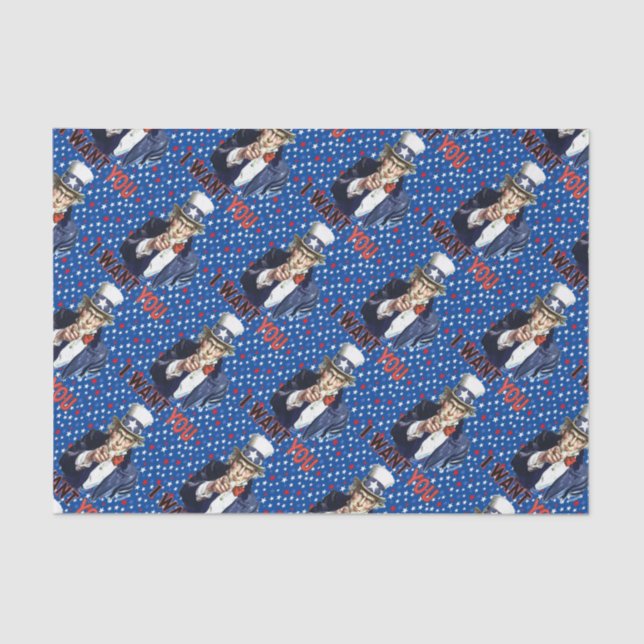 Uncle Sam I Want You With Stars and Stripes  Tissue Paper (Front)