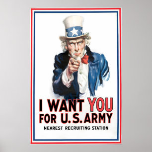Uncle Sam 'I Want You' WWII US Army Recruitment Poster
