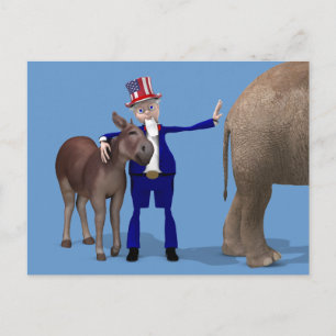 Uncle Sam Loves Donkeys Postcard
