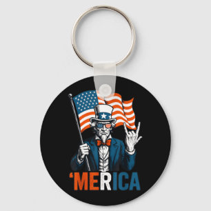 Uncle Sam Merica Rock Funny 4th of July American Keychain