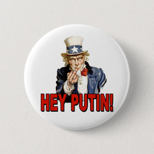 Uncle Sam Middle Finger Hey Putin  2 Inch Round Button