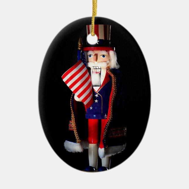 Uncle Sam Nutcracker Ceramic Ornament (Front)