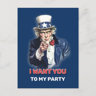 Uncle Sam Party Invitation Postcard