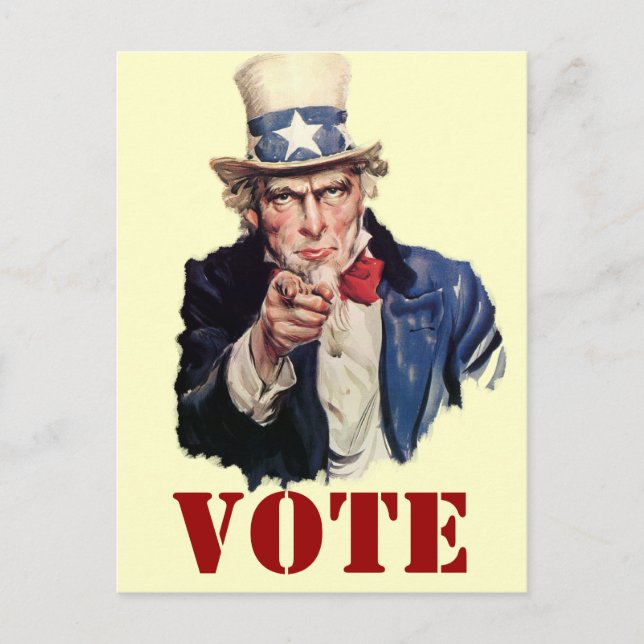 Uncle Sam Patriotic VOTE Designs Postcard (Front)