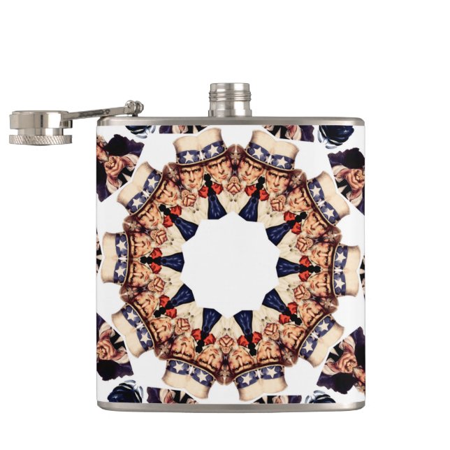 Uncle Sam Pointing Finger Kaleidoscope Hip Flask (Opened)