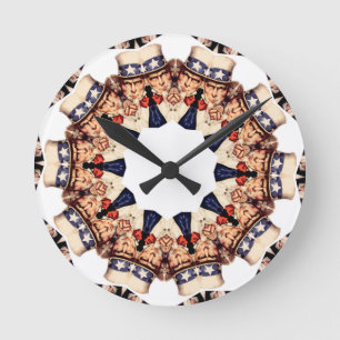 Uncle Sam Pointing Finger Kaleidoscope Round Clock