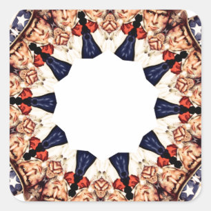 Uncle Sam Pointing Finger Kaleidoscope Square Sticker