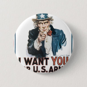 Uncle Sam Poster, America. I Want You For... 2 Inch Round Button