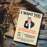 Uncle Sam Poster Patriotic Birthday Invitation<br><div class="desc">These custom party invites are made to look like the classic Uncle Sam recruiting poster and read to be customized with all of your party details. All the text below the Uncle Sam illustration can be personalized with your own text. They're perfect for July birthday parties, patriotic celebrations and more....</div>