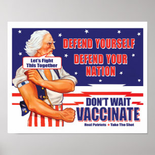 Uncle Sam Retro Vaccinate Let's Fight This Poster