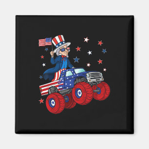 Uncle Sam Riding Monster Truck 4th Of July Fun Boy Magnet
