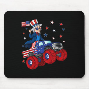 Uncle Sam Riding Monster Truck 4th Of July Fun Boy Mouse Pad