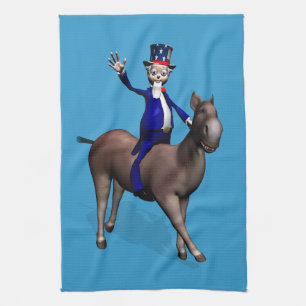 Uncle Sam Riding On Donkey Kitchen Towel