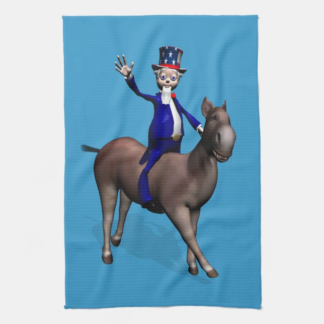 Uncle Sam Riding On Donkey Kitchen Towel (Vertical)