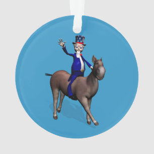 Uncle Sam Riding On Donkey Ornament