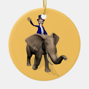Uncle Sam Riding On Elephant Ceramic Ornament