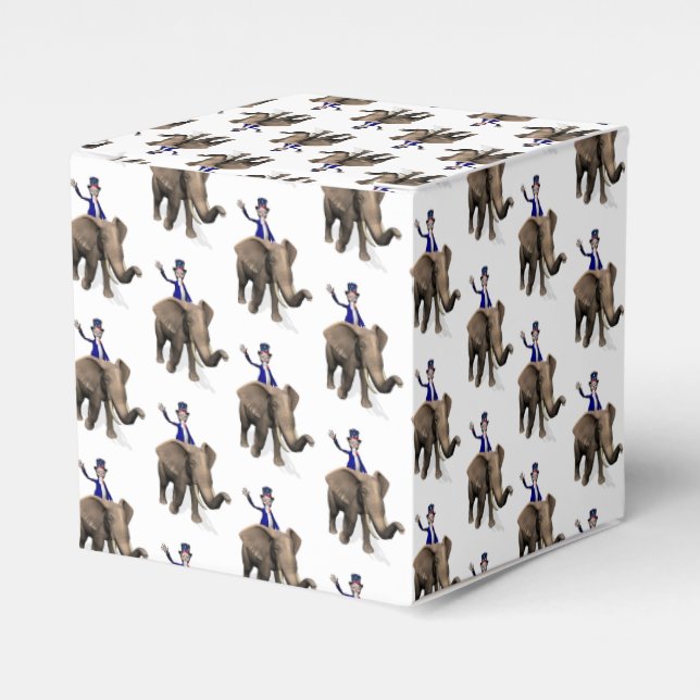 Uncle Sam Riding On Elephant Favor Box (Front Side)