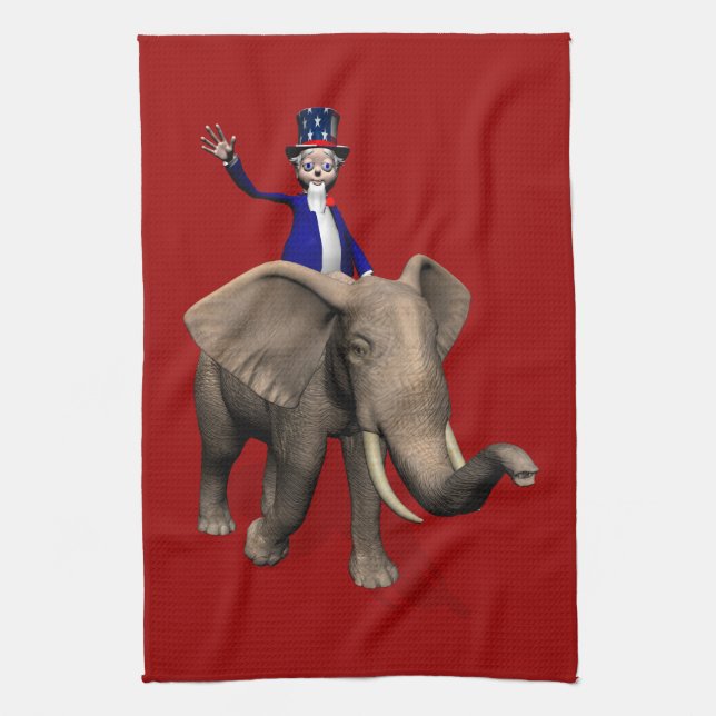Uncle Sam Riding On Elephant Kitchen Towel (Vertical)