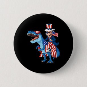 Uncle Sam Riding T Rex 4th Of July Boys Girls Kids 2 Inch Round Button