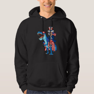 Uncle Sam Riding T Rex 4th Of July Boys Girls Kids Hoodie