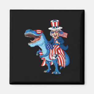 Uncle Sam Riding T Rex 4th Of July Boys Girls Kids Magnet
