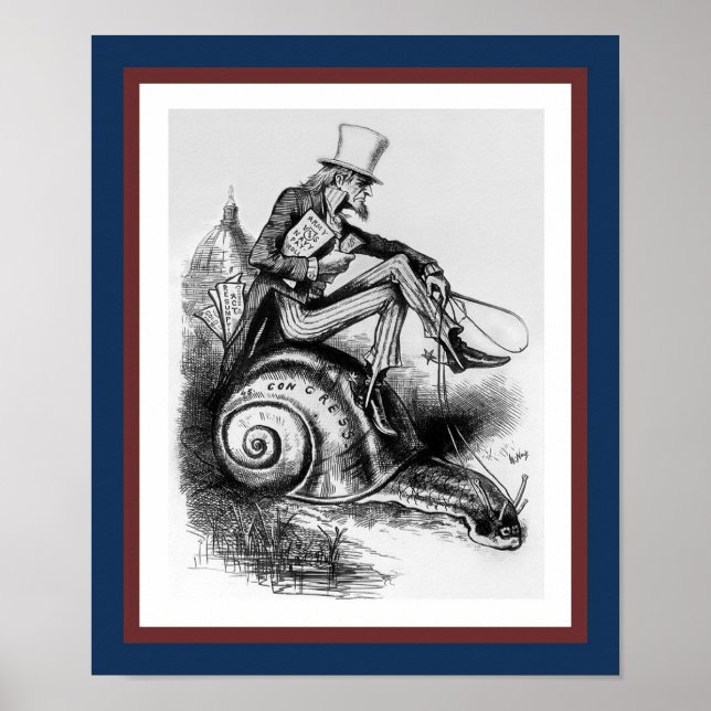 Uncle Sam Riding the Congressional Snail Poster (Front)
