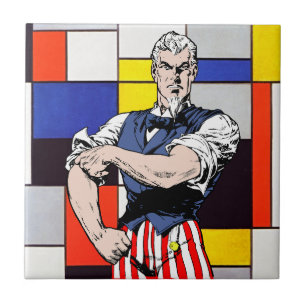 Uncle Sam Rolling Up with Piet Mondrian Twist Tile