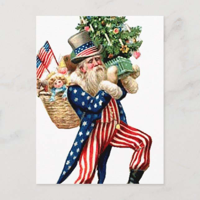 Uncle Sam Santa Claus Christmas Holiday Postcard (Front)