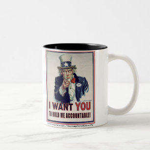 Uncle Sam says "Hold Me Accountable!" Two-Tone Coffee Mug
