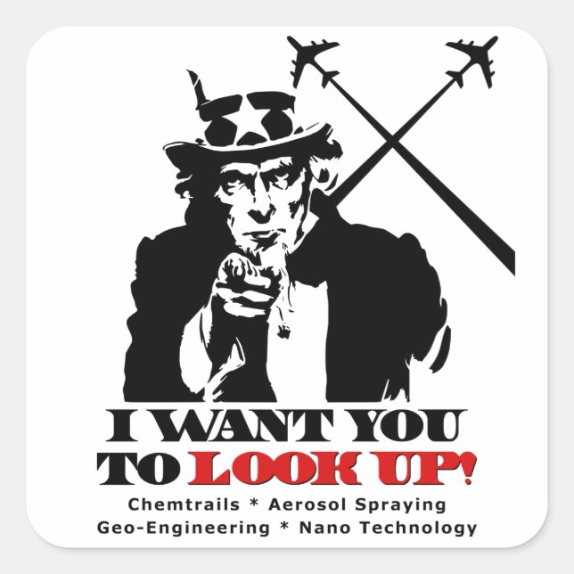 Uncle Sam says I Want You To Look Up Square Sticker (Front)