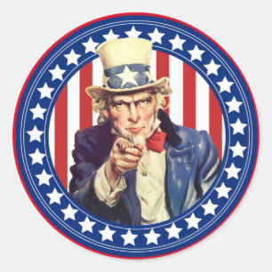 Uncle Sam Stars and Stripes Classic Round Sticker