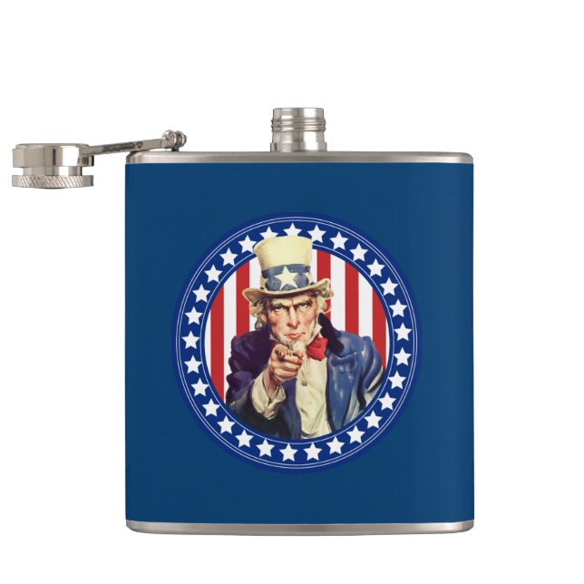 Uncle Sam Stars and Stripes Hip Flask (Opened)