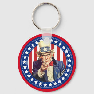 Uncle Sam Stars and Stripes Keychain