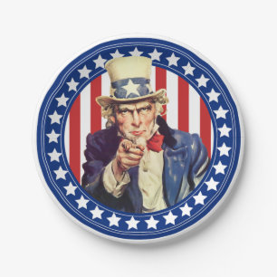 Uncle Sam Stars and Stripes Paper Plate