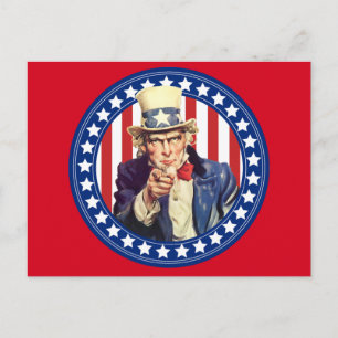 Uncle Sam Stars and Stripes Postcard