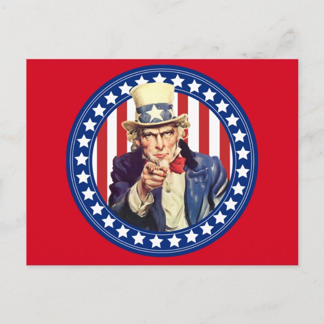 Uncle Sam Stars and Stripes Postcard (Front)