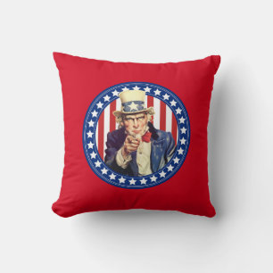 Uncle Sam Stars and Stripes Reversible Throw Pillow