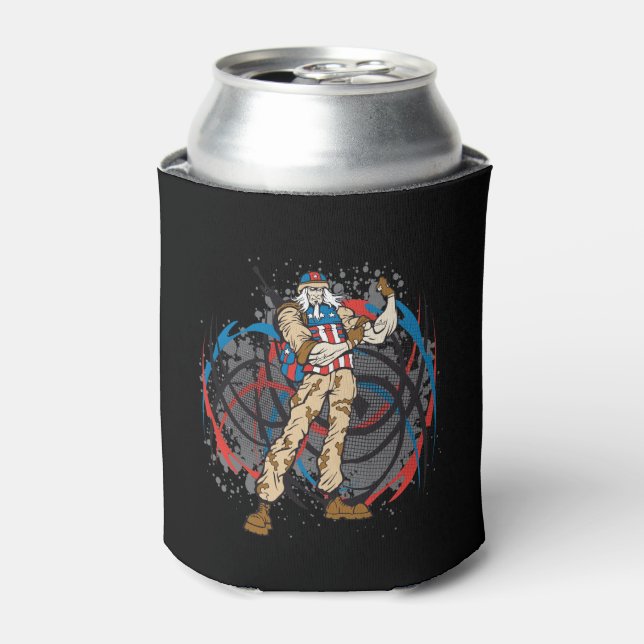 Uncle Sam Tribal Camouflage Hunter Skull Can Cooler (Can Front)