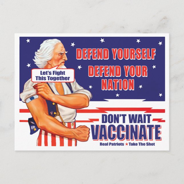 Uncle Sam Vaccinate Let's Fight This Together Post Postcard (Front)