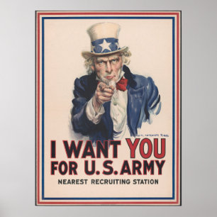 Uncle Sam Vintage Poster - I want you - U.S. Army