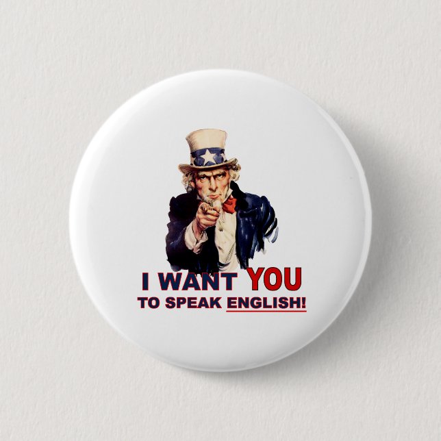 Uncle Sam WANT YOU speak english 2 Inch Round Button (Front)